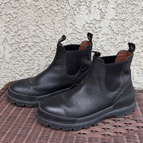 Polo Ralph Lauren Oslo Chelsea Boots Mens Size 9D Black Leather Lug Sole Ankle - Picture 5 of 9